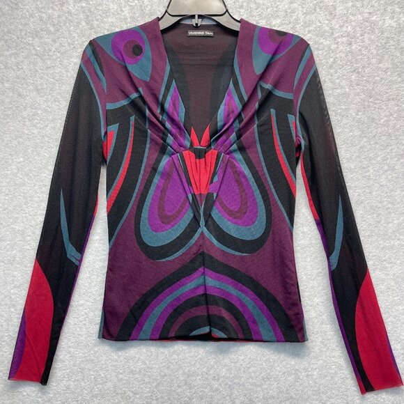 Vivienne Tam Tops - Vivienne Tam Vintage Chinese Opera Mask Print Mesh Top Y2K 90's Womens Medium